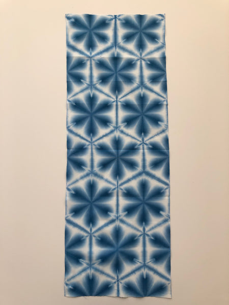 Blue Kikko & Flower Sekka Shibori Tenugui