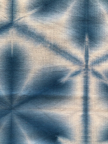 Blue Kikko & Flower Sekka Shibori Tenugui