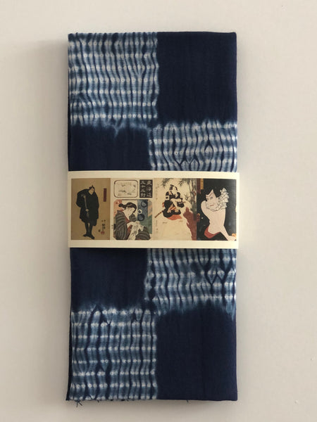 Ichimatsu Mokume Shibori Tenugui