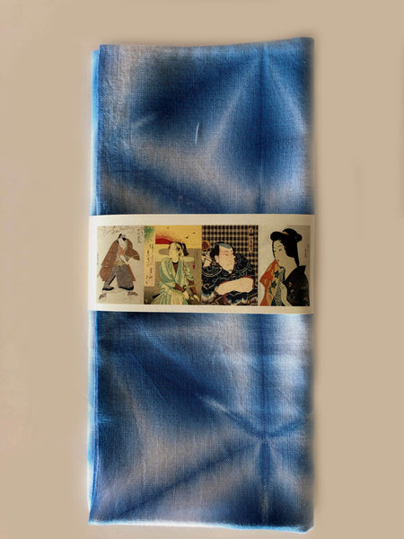 Blue Kikko & Flower Sekka Shibori Tenugui